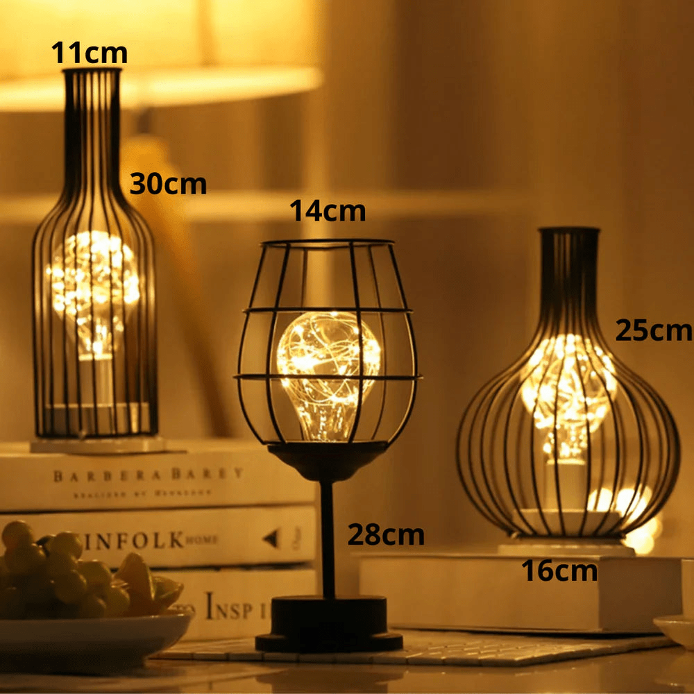 Trådløs Genopladelig LED Bordlampe i Metal og Glas