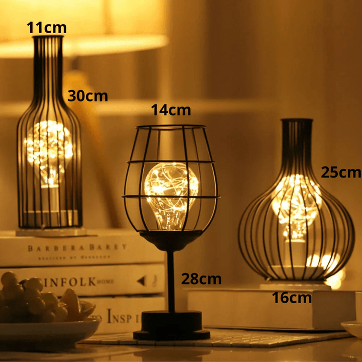 Trådløs Genopladelig LED Bordlampe i Metal og Glas