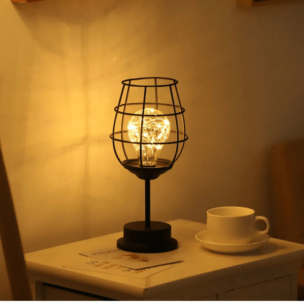 Trådløs Genopladelig LED Bordlampe i Metal og Glas