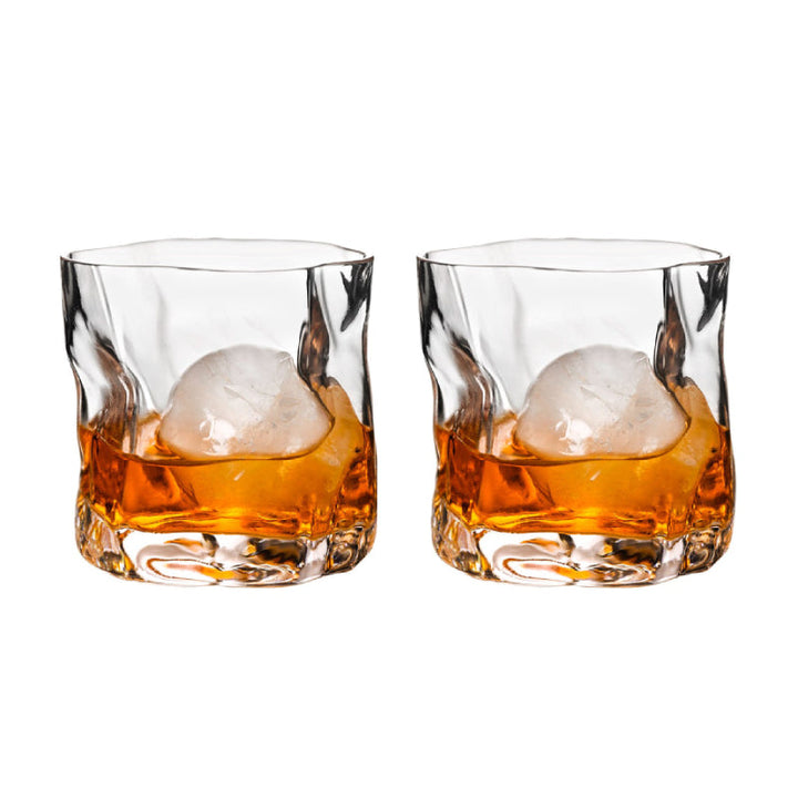 Forvrænget Whiskeyglas Sæt med Guld Accenter i Borosilikatglas