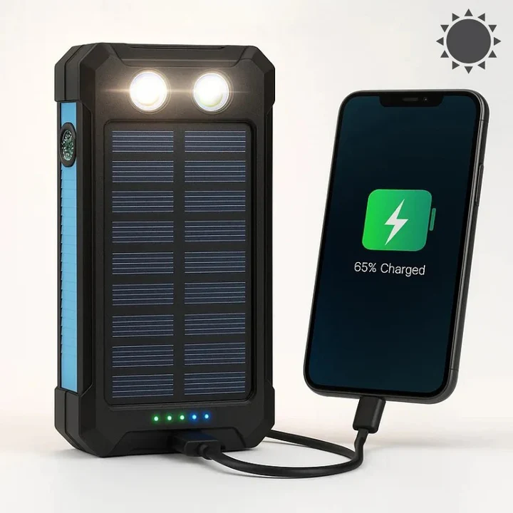 Vandtæt 30.000mAh Solenergi Power Bank med Flere USB-porte