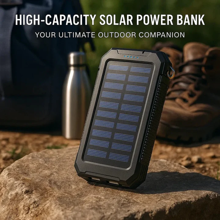 Vandtæt 30.000mAh Solenergi Power Bank med Flere USB-porte