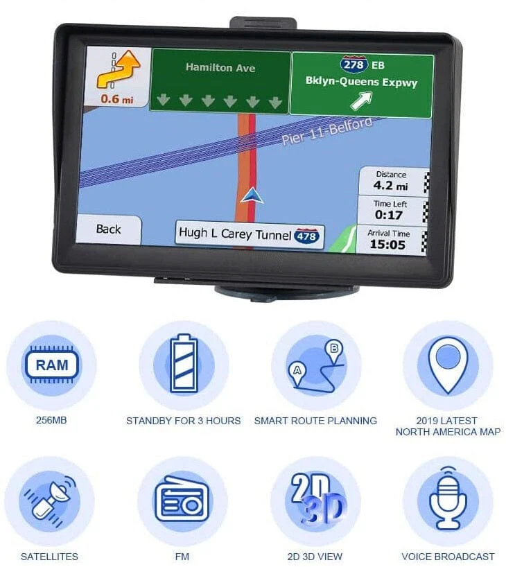 7 Tommer GPS Navigationssystem med Livstids Kortopdateringer