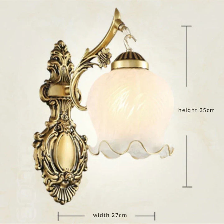 Vintage væglampe i metal og glas med europæisk design