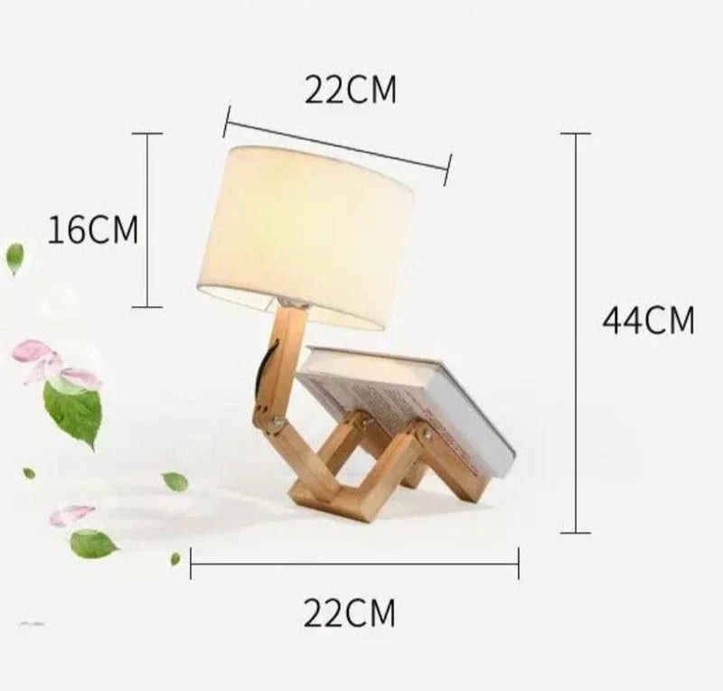Træbordlampe med Indbygget Bogholder – Moderne Design