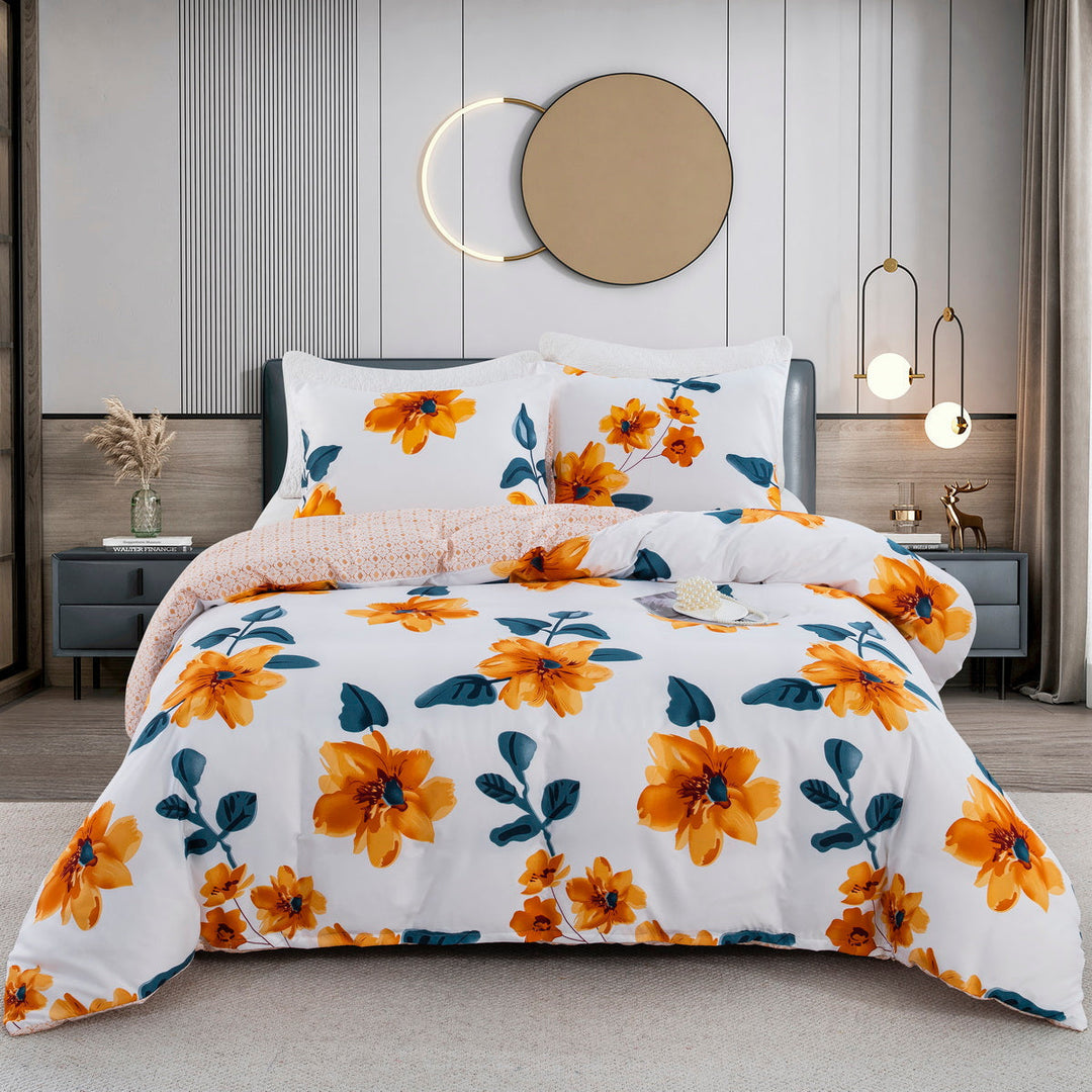 Geometrisk Zigzag Sengetøjssæt i Blå og Orange
