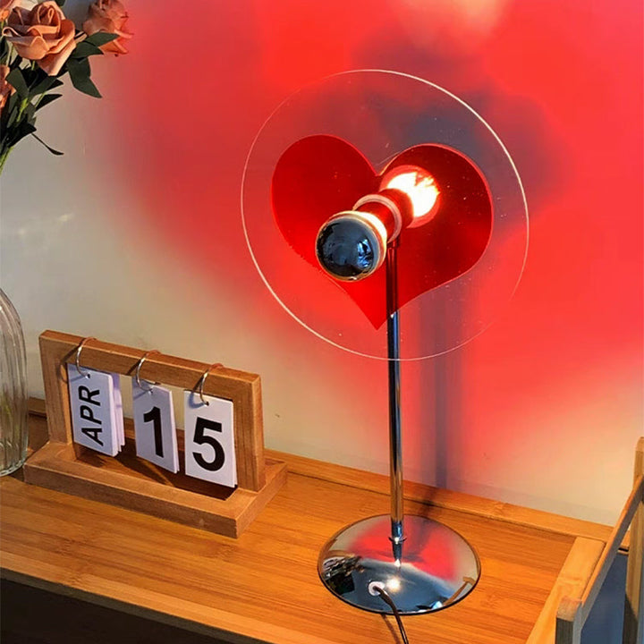 LED Hjerte Bordlampe i Rustfrit Stål med Blød Glød