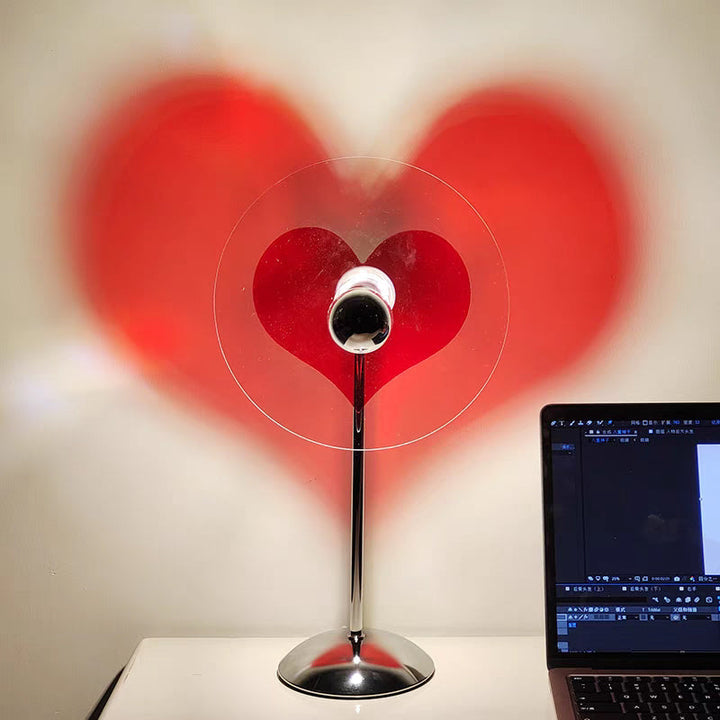 LED Hjerte Bordlampe i Rustfrit Stål med Blød Glød