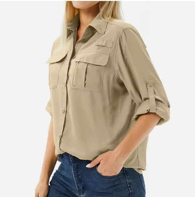 Trek | Kvinders UPF 50 Langærmet Vandreskjorte Rul-op Safari Skjorte