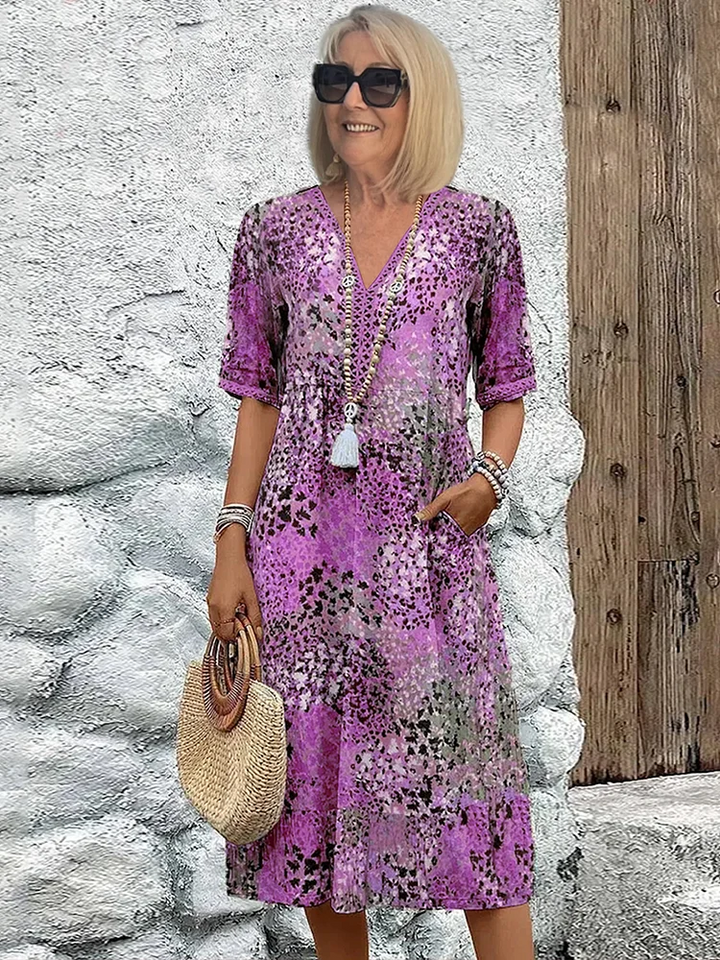 Tanya™ | Farverig Midi Kjole