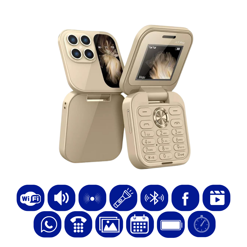 Kompakt Foldbar Dual SIM Mobiltelefon med HD Kamera