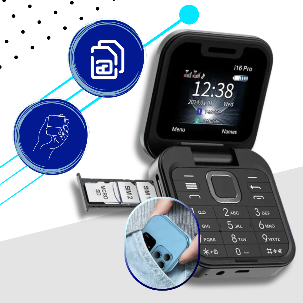 Kompakt Foldbar Dual SIM Mobiltelefon med HD Kamera