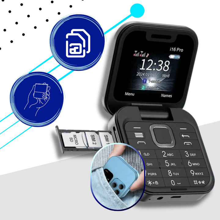 Kompakt Foldbar Dual SIM Mobiltelefon med HD Kamera