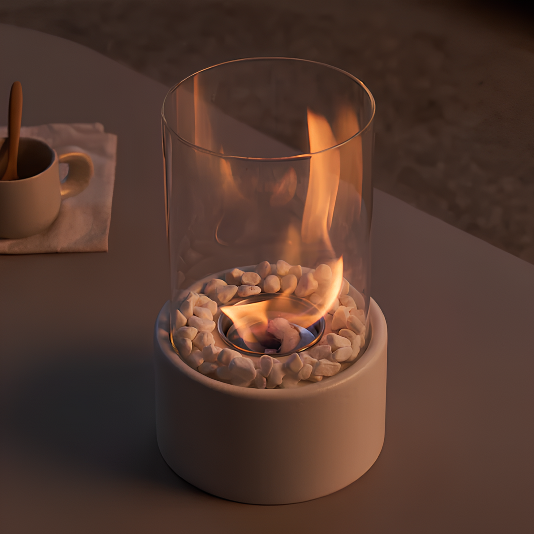 Elegant Glasolie Bordlampe med Aftagelig Cylinder og Metalbund