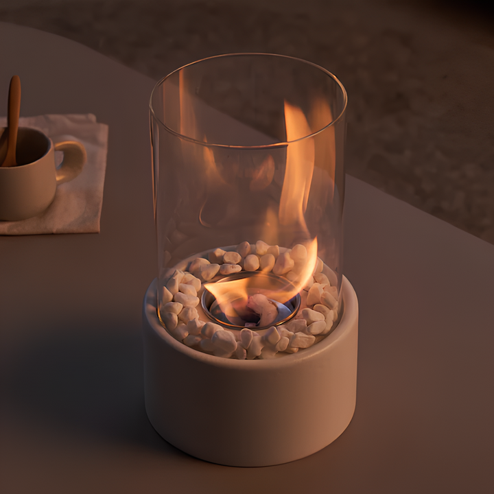 Elegant Glasolie Bordlampe med Aftagelig Cylinder og Metalbund