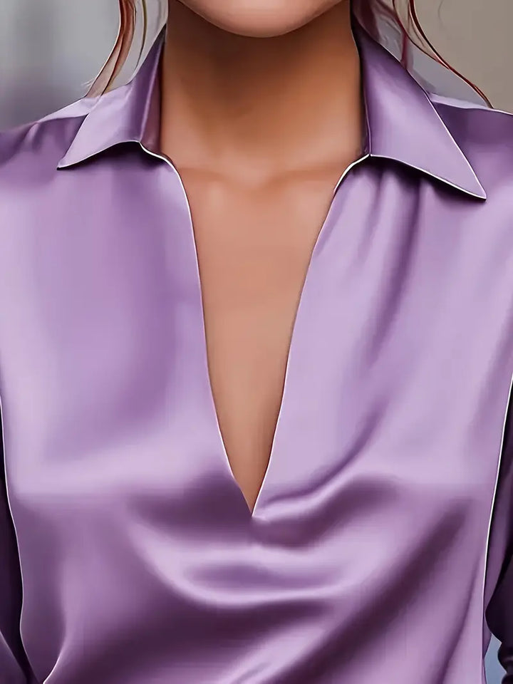 Eva™ | Luksus Satin V-Hals Bluse