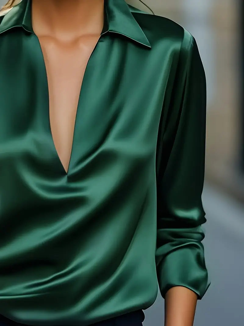 Eva™ | Luksus Satin V-Hals Bluse