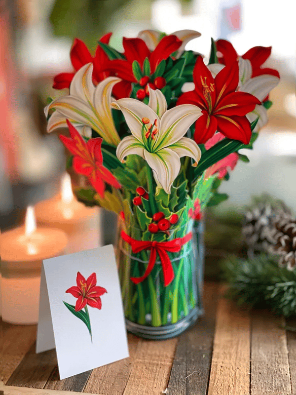 Realistisk Pop-up Blomsterkunst med Hilsen Kort