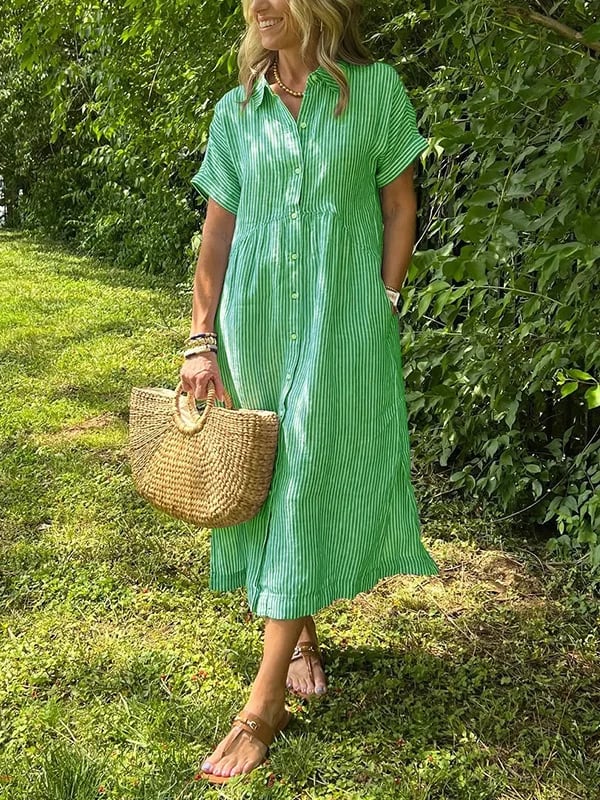 Corinne™ | Stribet Skjorte med Knapper
