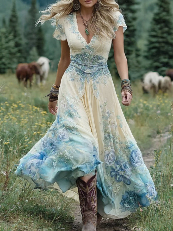 Ava™ | Gradient Floral Maxi Kjole