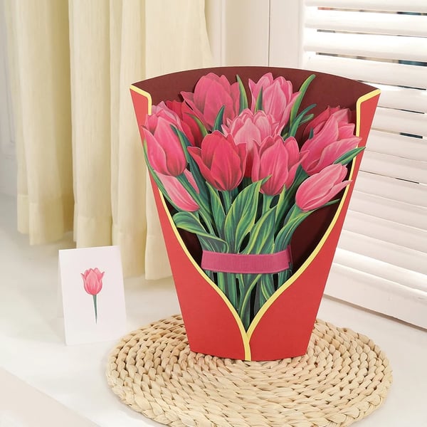 Realistisk Pop-up Blomsterkunst med Hilsen Kort