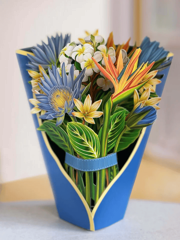 Realistisk Pop-up Blomsterkunst med Hilsen Kort