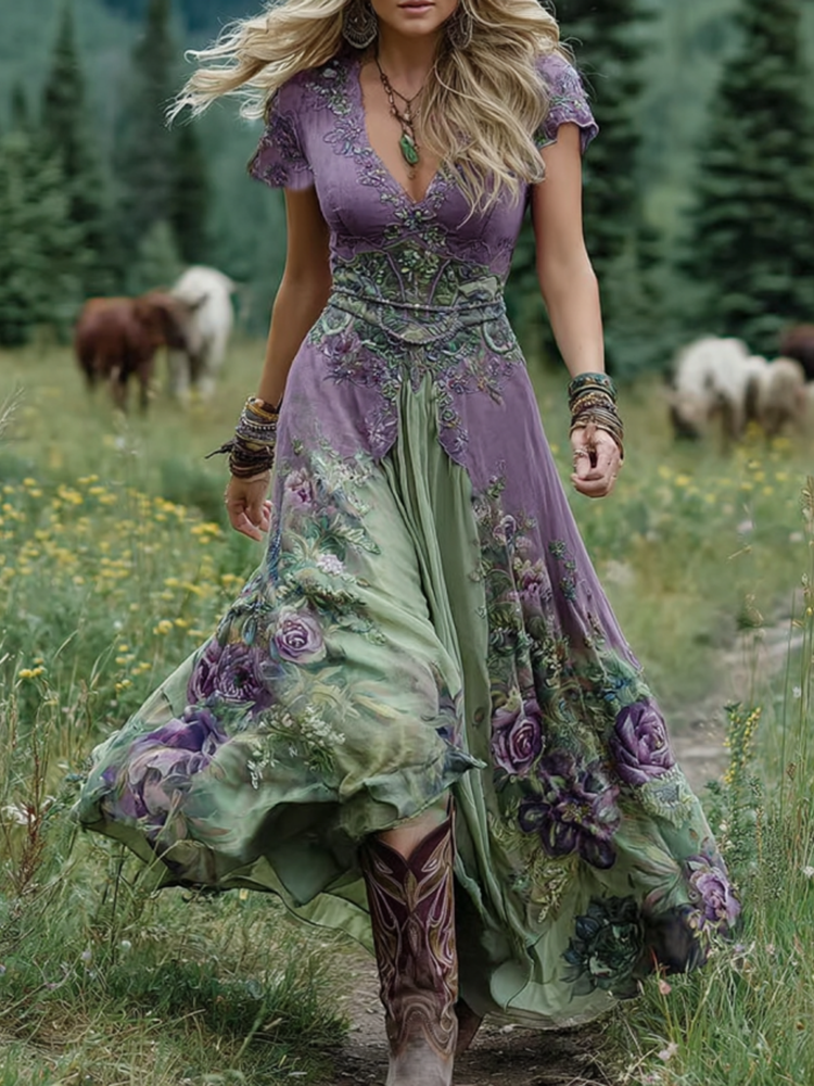 Ava™ | Gradient Floral Maxi Kjole