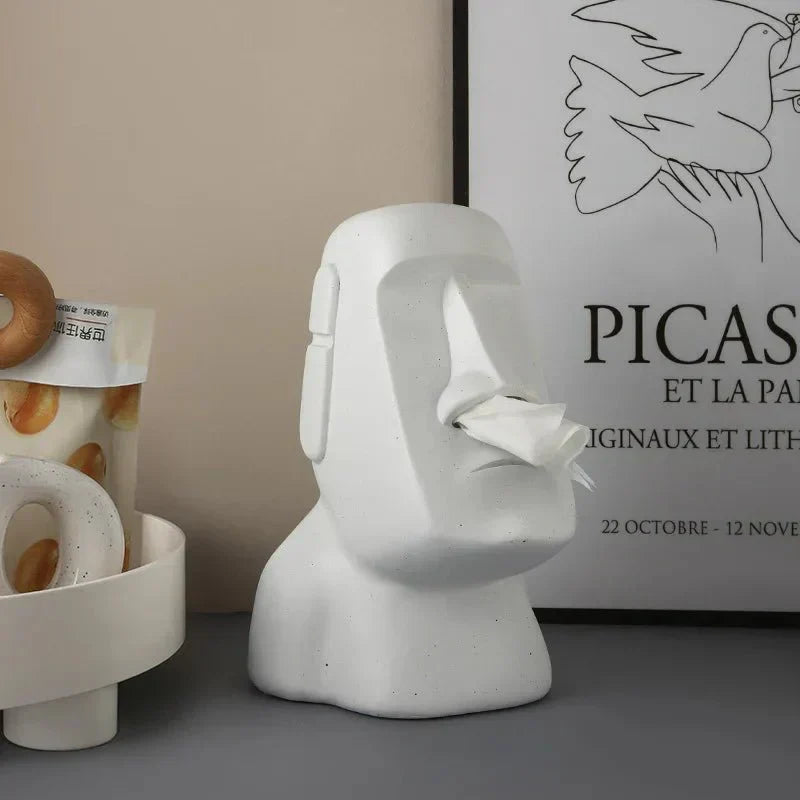 Harpiks Tissue Box med Påskeø Statuer Design