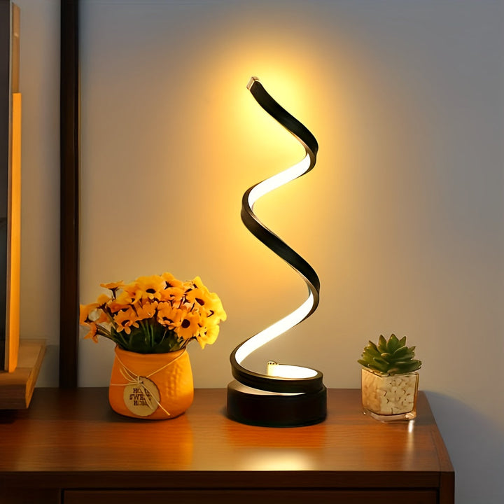 Spiralformet LED Bordlampe med Varmt Lys