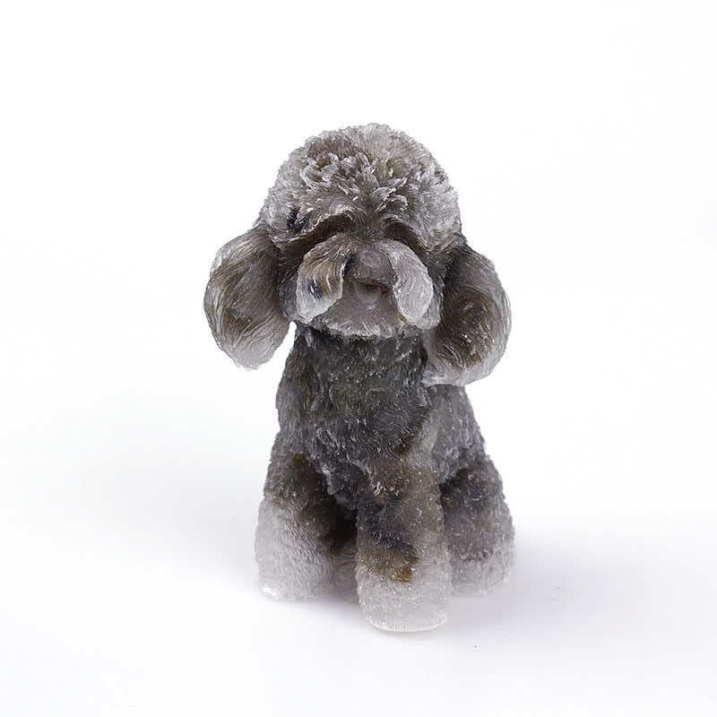 Naturligt Krystal Poodle Sten Ornament i Ædelsten