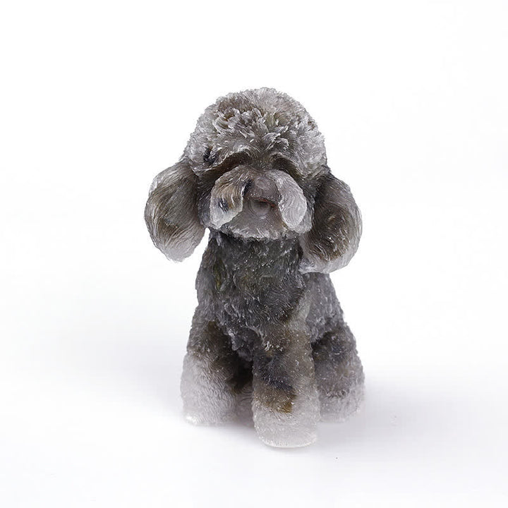 Naturligt Krystal Poodle Sten Ornament i Ædelsten
