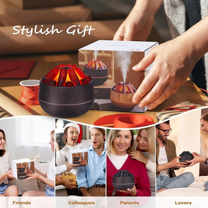 Mini Kulfire Diffuser med Realistisk Flammeeffekt og Tågeindstillinger