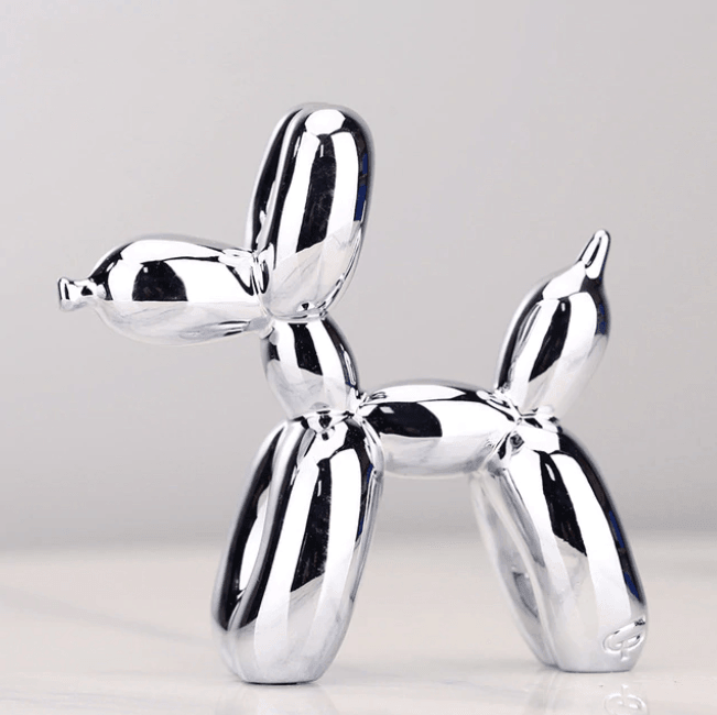 Abstrakt Ballonhund Skulptur i Elektroplateret Resin