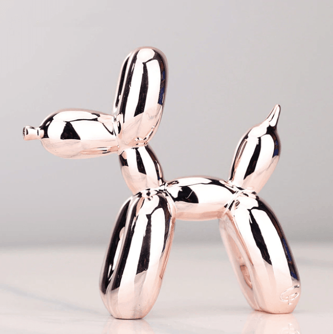 Abstrakt Ballonhund Skulptur i Elektroplateret Resin