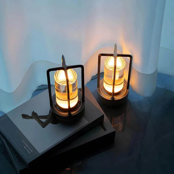Elegant LED Krystal Bordlampe med Genopladeligt Stearinlys