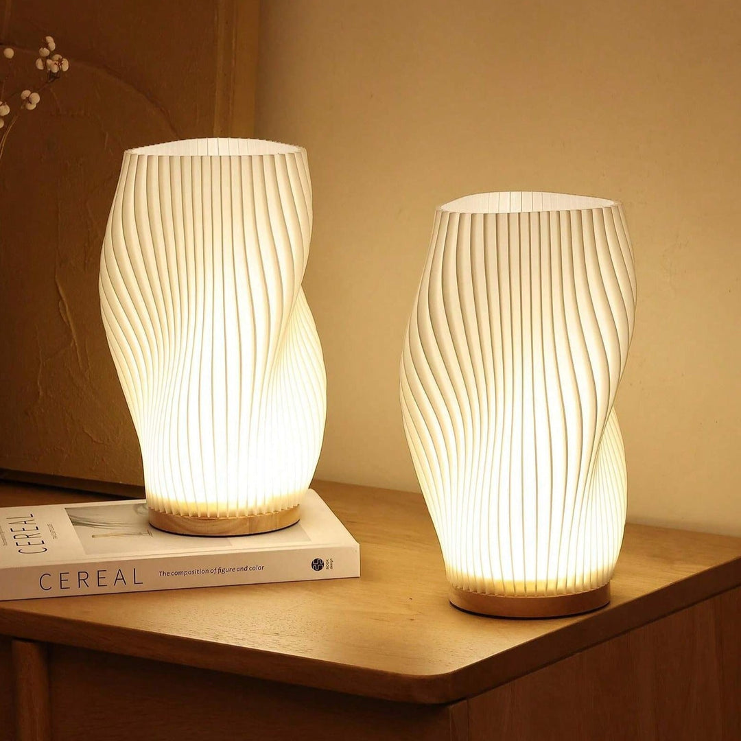 Dæmpbar USB Bordlampe med Bølge Skærm