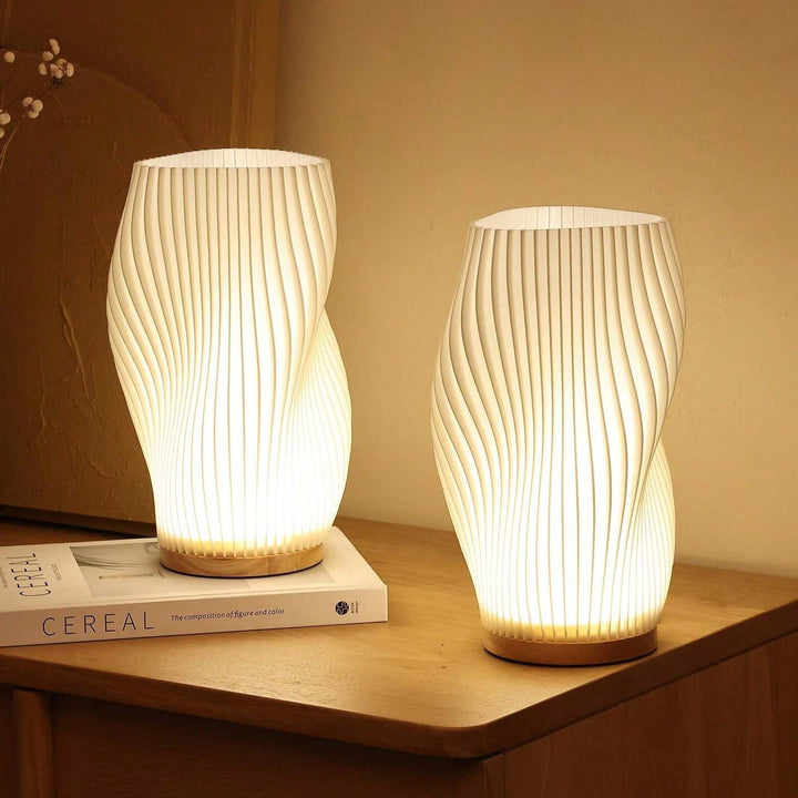 Dæmpbar USB Bordlampe med Bølge Skærm