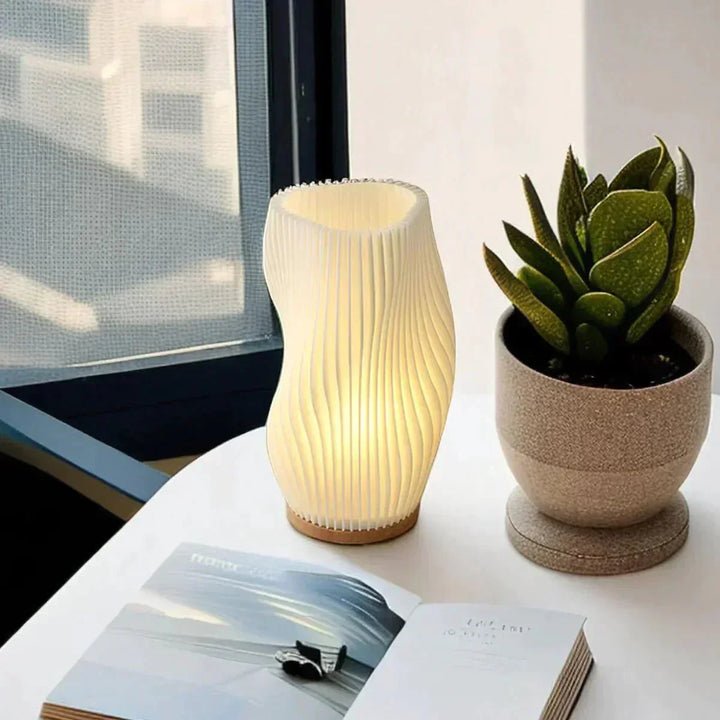 Dæmpbar USB Bordlampe med Bølge Skærm