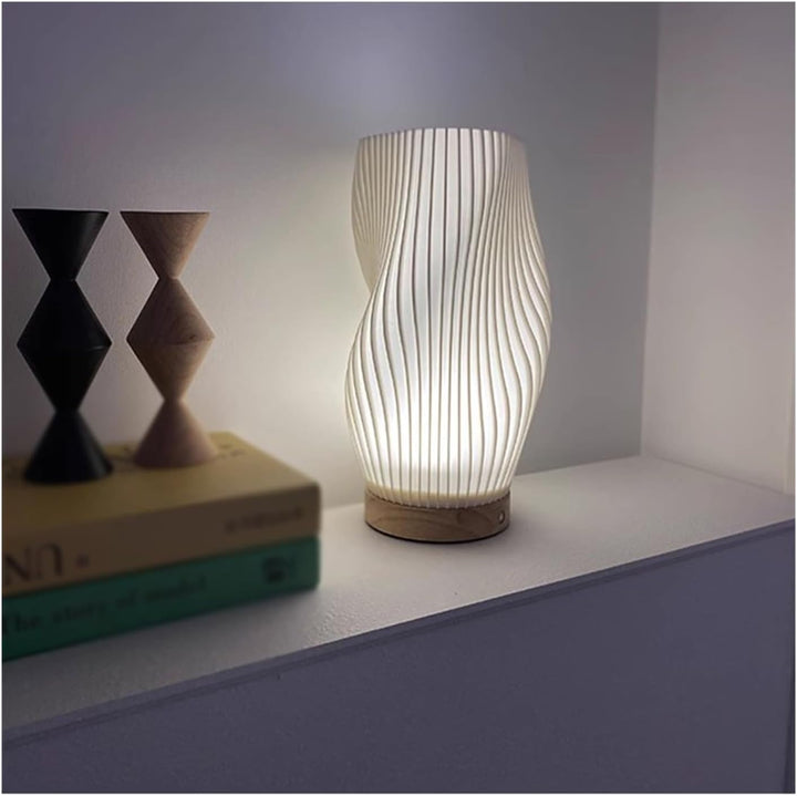 Dæmpbar USB Bordlampe med Bølge Skærm