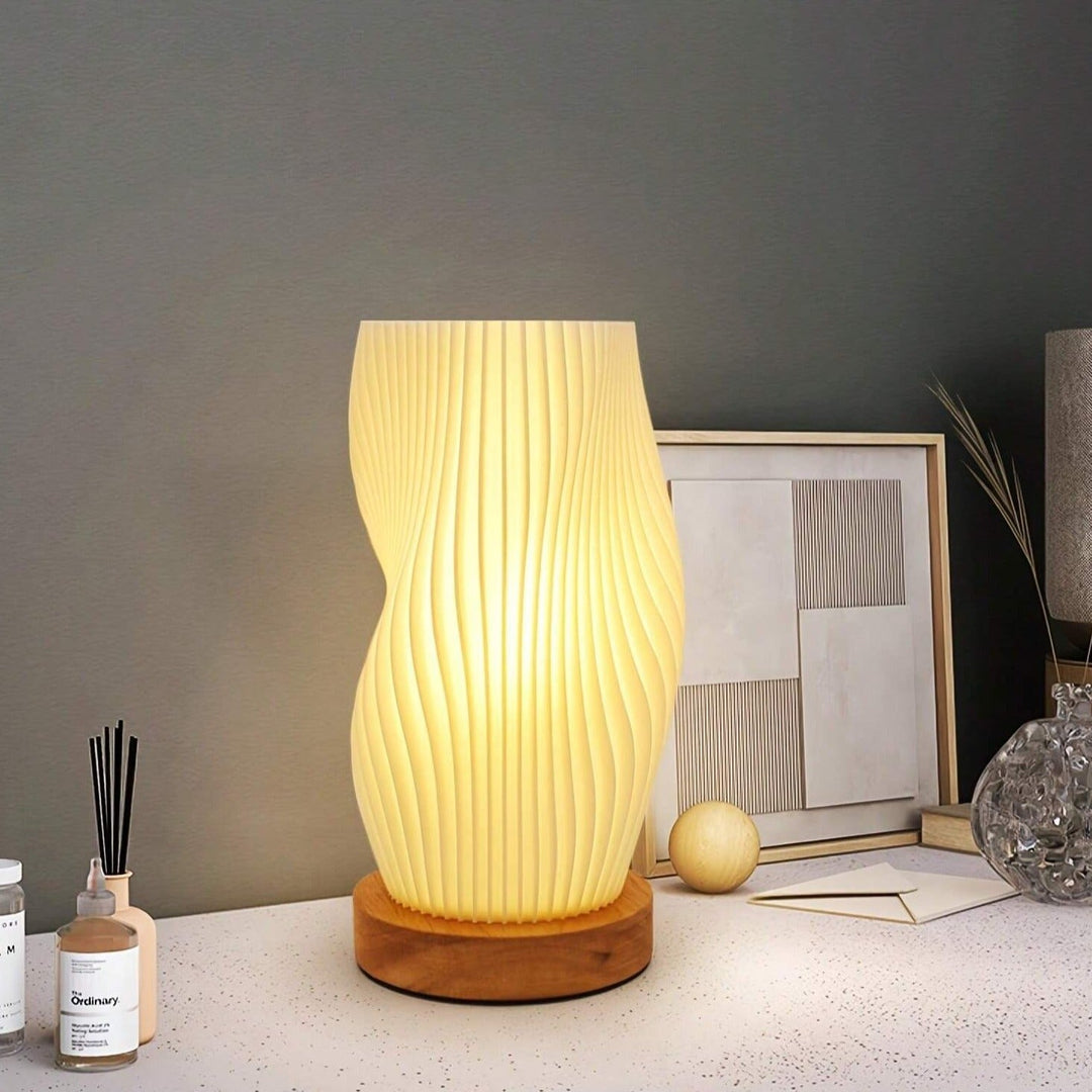 Dæmpbar USB Bordlampe med Bølge Skærm