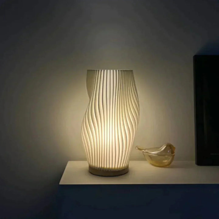 Dæmpbar USB Bordlampe med Bølge Skærm