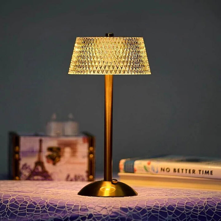 Krystal Bordlampe med USB Opladning og Trådløs Design