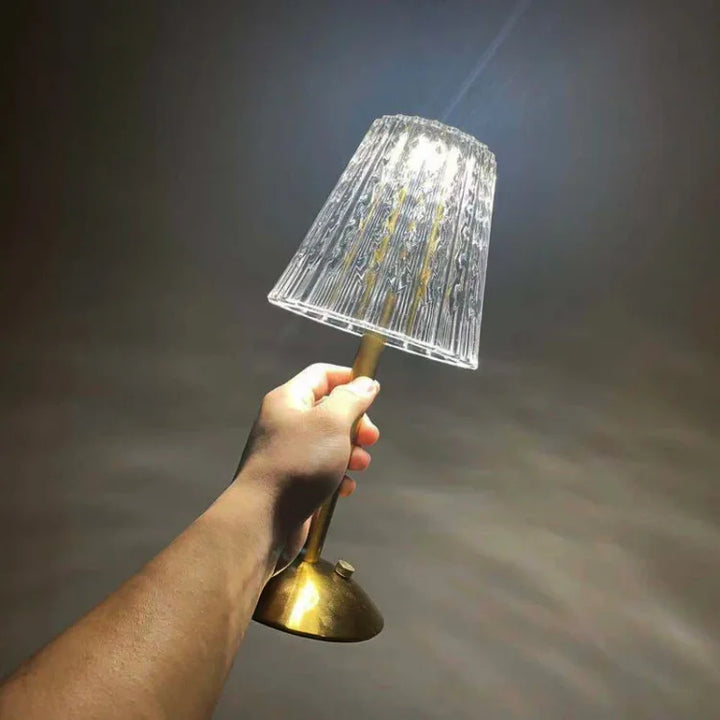 Trådløs Krystalbordlampe med USB-genopladeligt LED-lys