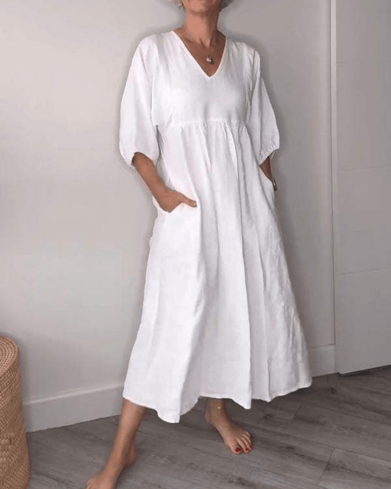 Emery™ | Elegant Maxi Kjole med V-Hals