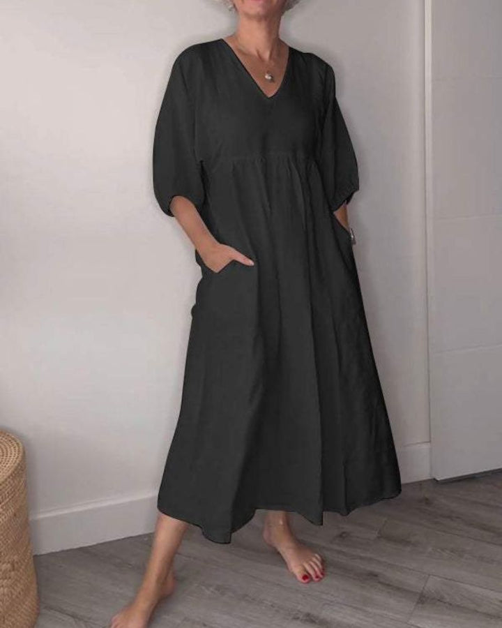 Emery™ | Elegant Maxi Kjole med V-Hals