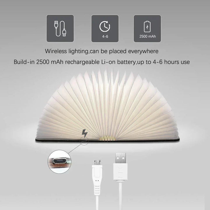 Foldbar LED Bordlampe med Berøringskontrol - USB Genopladelig Bogdesign