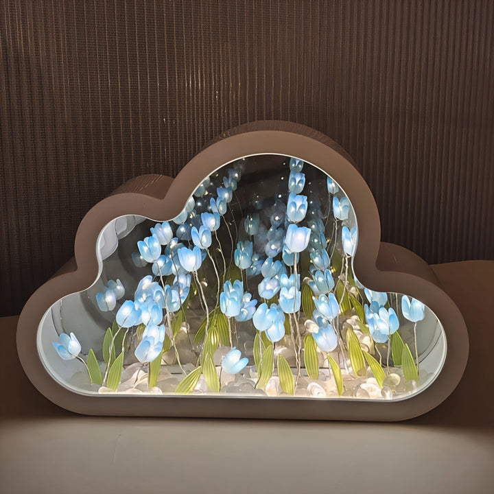 LED Floral Infinity Spejl Lampe med Varm Hvidt Lys