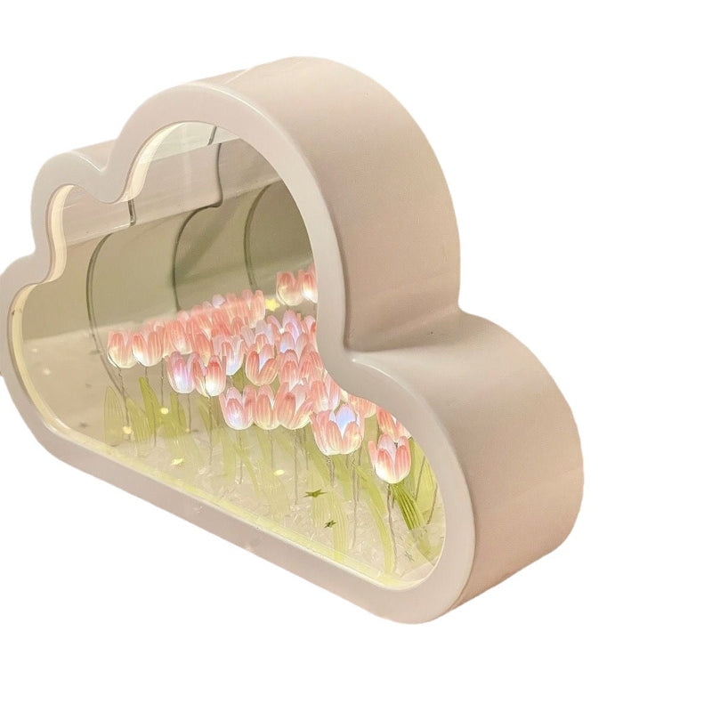 LED Floral Infinity Spejl Lampe med Varm Hvidt Lys