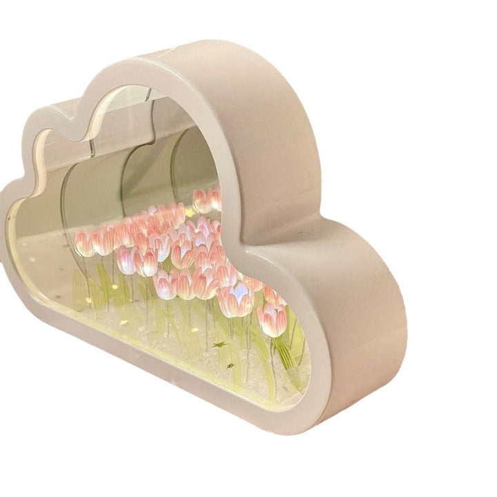 LED Floral Infinity Spejl Lampe med Varm Hvidt Lys