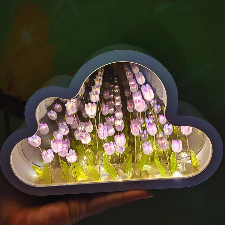 LED Floral Infinity Spejl Lampe med Varm Hvidt Lys